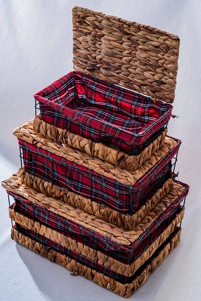 ACAR Rustika Nomia Wicker 3-Piece Covered Organizer Set