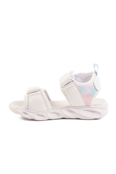 AYAKMOD White Velcro Lighted Girls Sandals 018129 P