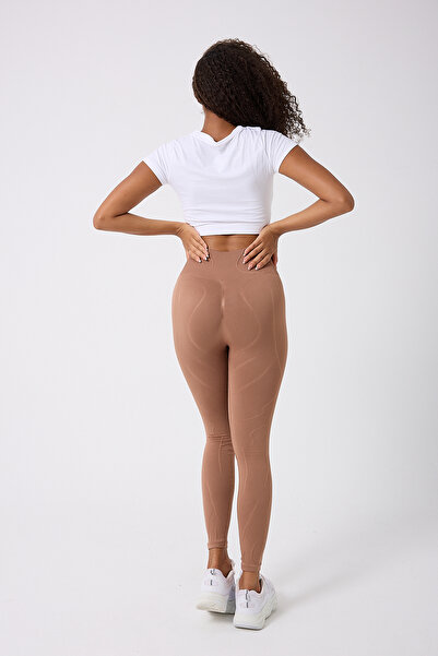 FOREVER MORE Wick Model Striped Back Gathered High Waist Leggings Seamless