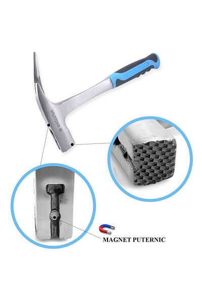 richmann exclusive Professional monolithic carpenter's hammer with magnetic nail holder &#8211; RICHMANN