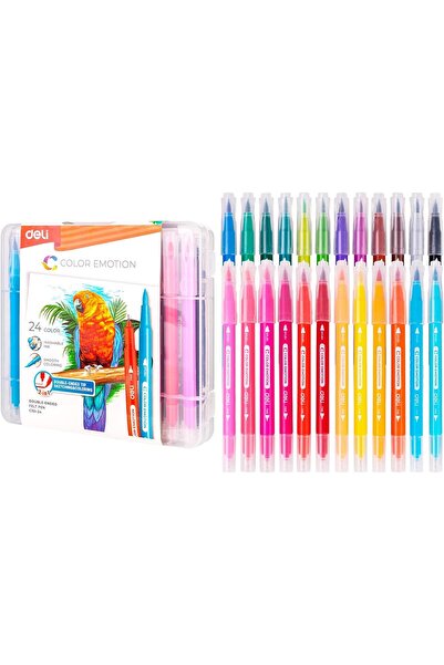 Deli EC10324 Color Emotion Washable Felt Pen 24-Pieces, 1.0 mm Tip Size