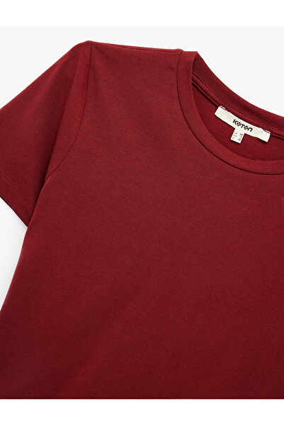 Koton Βαμβακερό T-Shirt με κοντό μανίκι με λαιμόκοψη