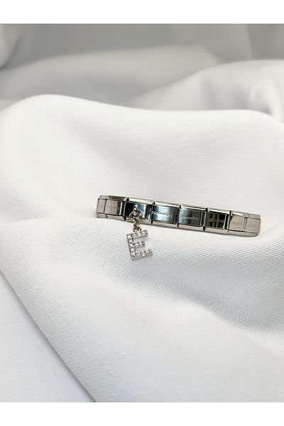 Sumen Butik Letter E Stone Dangle Italian Bracelet Charm, Charm