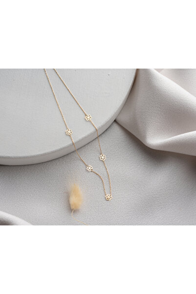 Minimal Kolye Altın Çiçek Kolye 14 Ayar altın