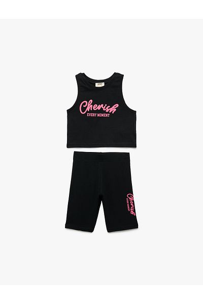Koton Cotton 2-Piece Printed Tank Top and Leggings Set