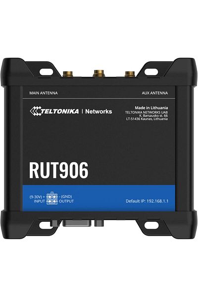 Teltonika جهاز توجيه صناعي Rut906، 4g Cat 4، 3g، 2g Wi-Fi، ثنائي الشريحة، إيثرنت 10/100، نظام تحديد المواقع العالمي (GPS)،