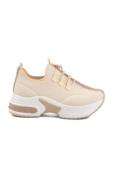 AYAKMOD Pantofi casual de damă din material textil bej 702322 Z