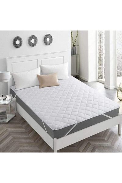 oem home Husa Saltea Matlasată, Impermeabilă, 200x200 Cm, Prindere Elastica Pe Colturi, Albă