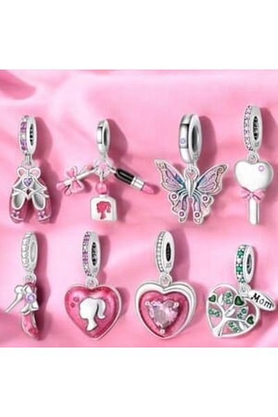 Belora Pink heart charm with female silhouette