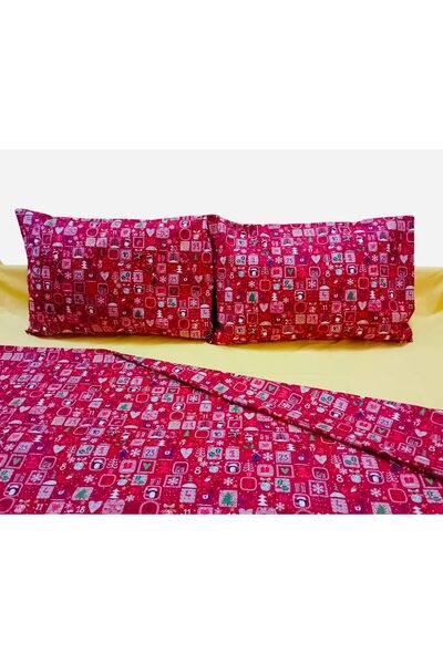 OEM Lenjerie de pat, 4 piese, bumbac ranforce cu motive de Craciun