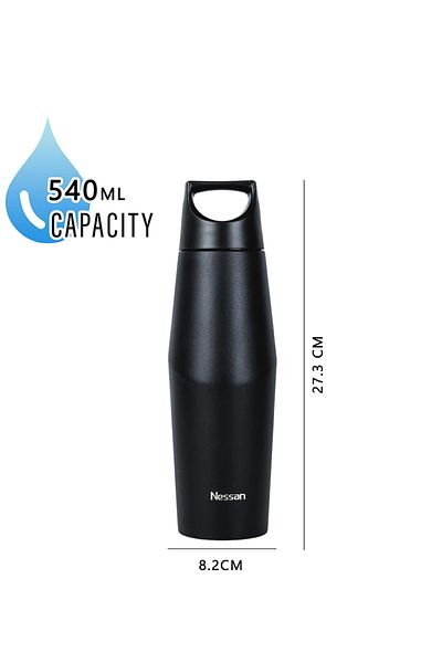Nessan By Styli Vacuum Insulated Travel Flask Black, 540ml