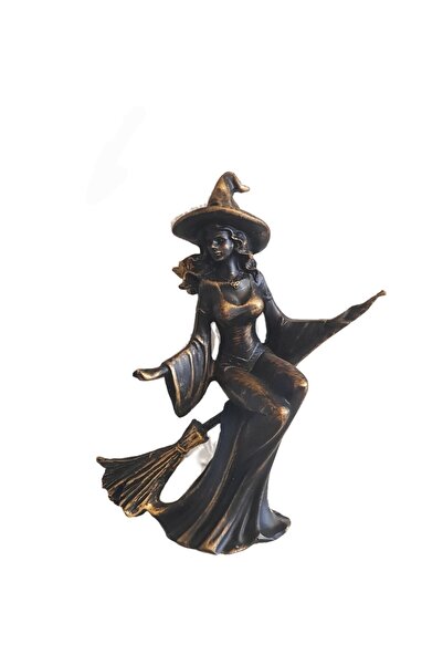 Le Atölye Süpürgeli Tatlı Cadı Biblo Siyah 20cm