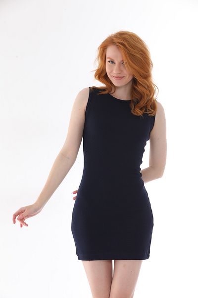CATSPY Navy Blue Women's Fitted/Slim Fit Ribbed Camisole Dress