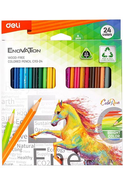Deli Enovation Wood Free Color Pencil 24 Colors