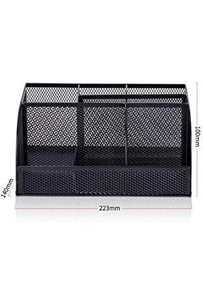 Deli Mesh Desk Organiser 7 Division Black (E8903)
