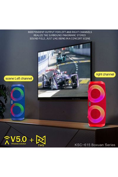 REDz Accessories Portable Speaker KSC-615, 1800mAh Battery, BT 5.0, RGB Lights, 4 Hours Playtime, Red