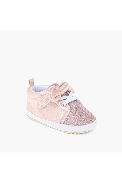 Juniors Glitter Detail Booties with Hook and Loop Closure