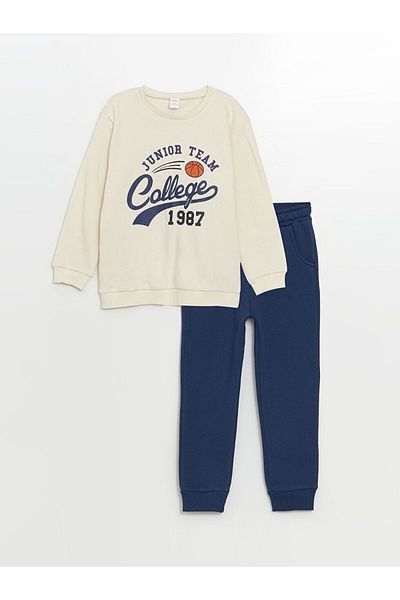LC Waikiki LCW Kids Crew Neck Printed Baby Boy Sweatshirt and Sweatpants Set of 2