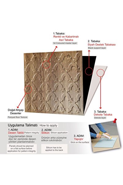 TİNK 3 Boyutlu Duvar Paneli Kabartmalı Salon Desen Pvc 41x41 cm/ 6 Adet /1 m² Antik