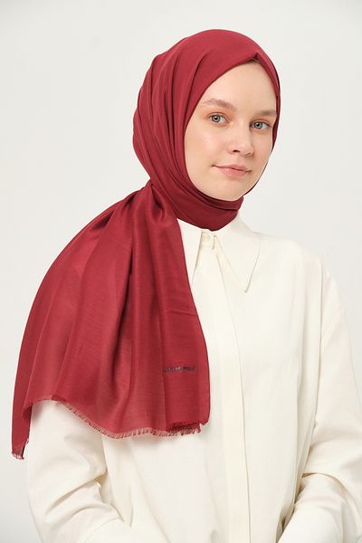 Madame Polo شال من القماش الشاش المسطح، شال صيفي خفيف الوزن، أحمر كلاريت