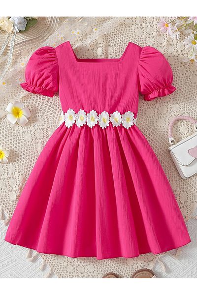 Take Two By Styli Flower Lace Detail Square Neck Dress