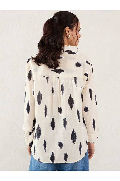 Femmella By Styli Off-White Abstract Printed Buttoned Shirt