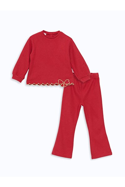 LC Waikiki Lcw Kids New Year's Themed Girls' Sweatshirt and Leggings Pants 2-Piece Set