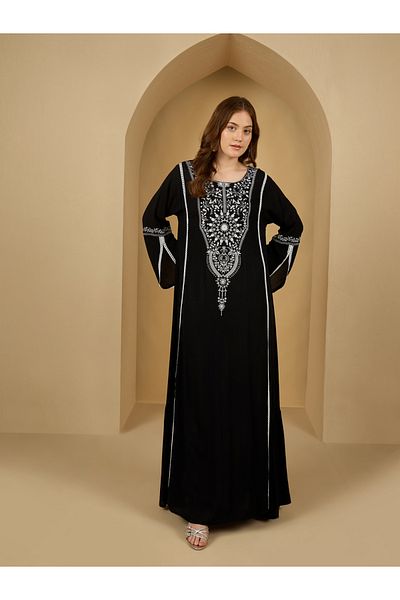 Styli Embroidered Flared Sleeve A-Line Jalabiya