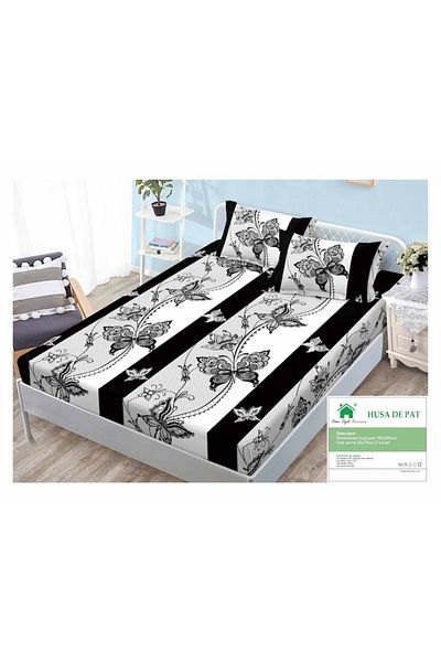 OEM Husa de pat si fete de perna, Finet, 3 piese, 2 persoane, imprimeu modern, multicolor