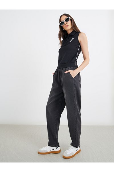 Styli Barrel Fit Ankle Length Washed Jeans