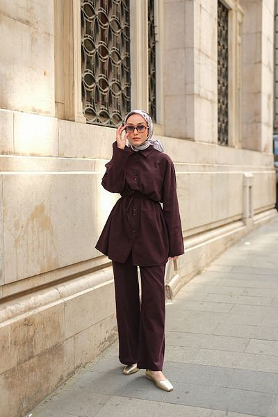 LOCCO Women's Double Button Detailed Suit Plum
