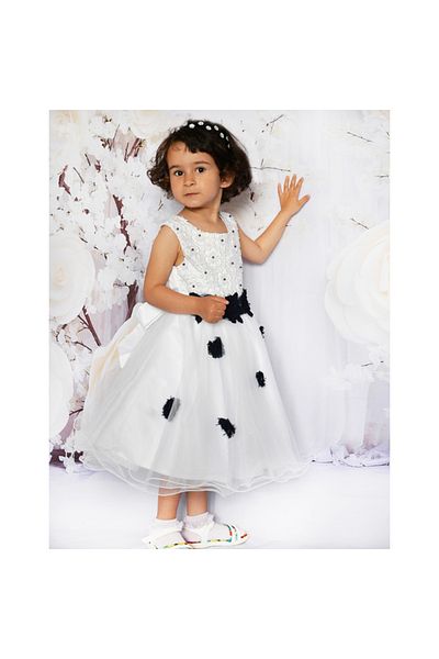 OEM White dress with navy blue flowers