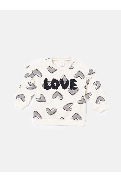 LC Waikiki Lcw Baby Crew Neck Printed Baby Girl Sweatshirt and Leggings 2Pcs