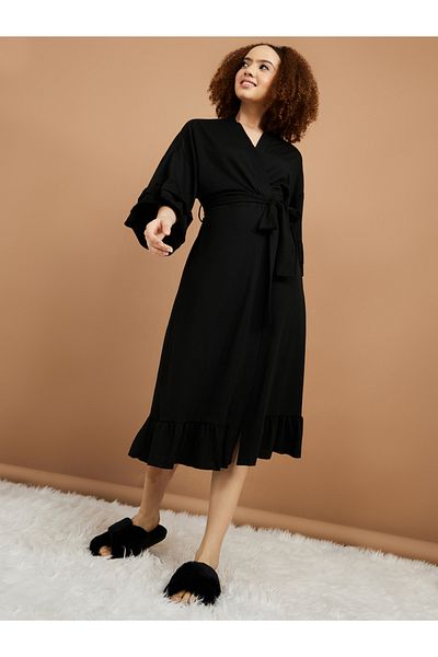 Styli Jersey Ruffle Sleeves and Hem Robe