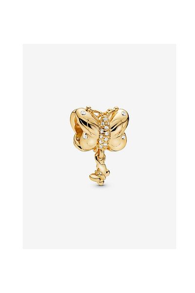 OEM Golden butterfly charm with pebbles