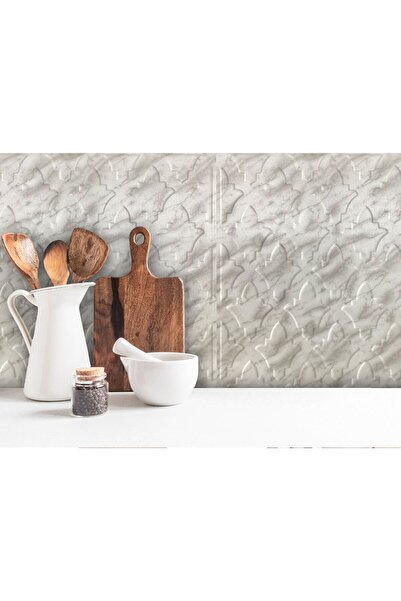 TİNK 3 Boyutlu Duvar Paneli Kabartmalı Salon Desen Pvc 41x41 cm/ 6 Adet /1 m² Mermer