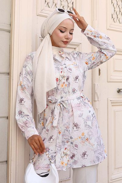 benguen Πουκάμισο Hijab με σχέδιο Stone Color 701