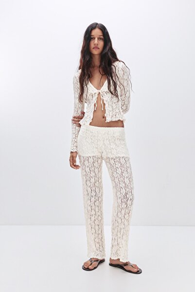 Pull & Bear Dantel çan paça pantolon