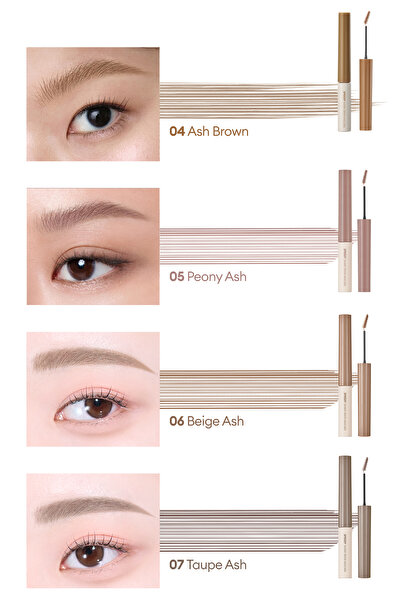 PERIPERA Özel Fırça Tasarımlı, Yoğun Pigmentli Kaş Maskarası Speedy Skinny Brow Mascara 07 Taupe Ash