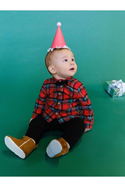 LC Waikiki Plaid Patterned Baby Boy Shirt and Pants Set of 2