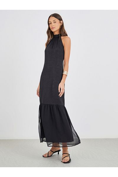 Styli Plain Halter Neck Sheath Maxi Dress