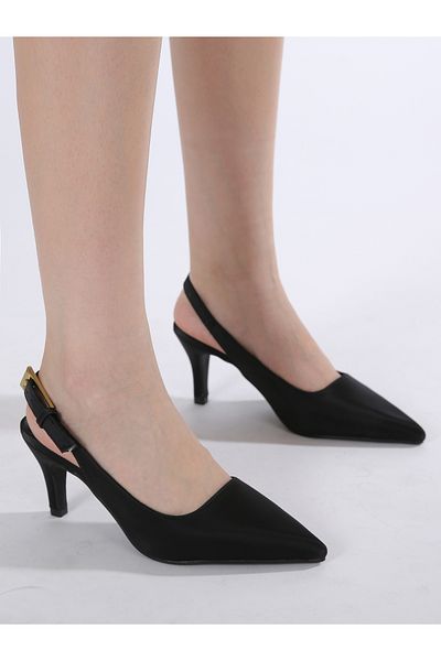 Sneak-a-Peek By Styli Slingback Pointed Toe Stiletto High Pumps