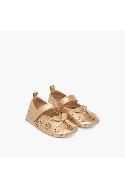 giggles Cutout Detail Booties with Hook and Loop Closure