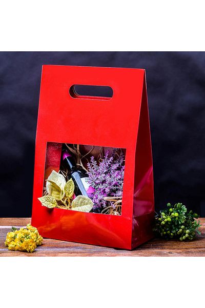Createur Boxes with window and handle - brown (set of 5 pieces)