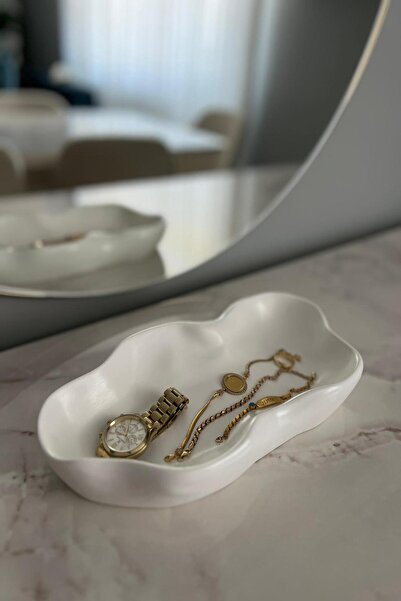 DAY HOME White Wavy Decorative Plate, Bathroom Organizer, Keychain