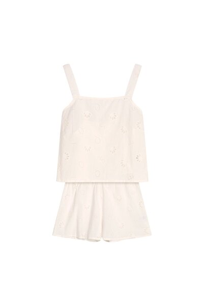 ESOTIQ Women's Pajama Set Two-Piece Cami Top & Shorts Lightweight Ajouré Romantic | Rorai