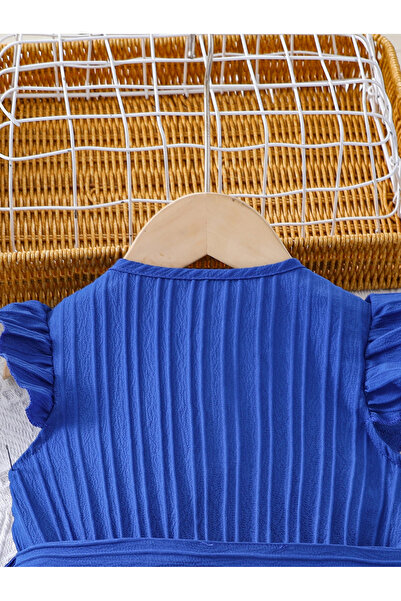 Take Two By Styli Girls Blue Button Detail Belted Wide Leg Jumpsuit