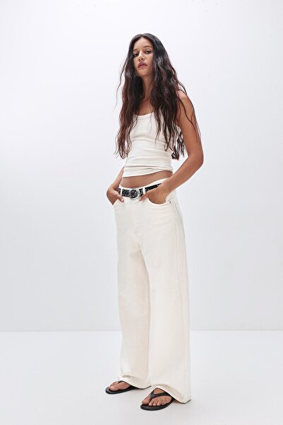 Pull & Bear Dokulu süper bol kesim jean