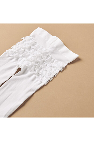 Juniors Lace Detail Tights with Closed Feet and Elasticised Waistband