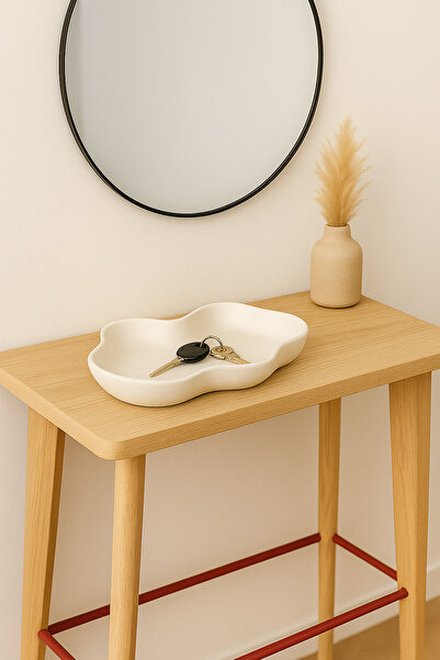 DAY HOME White Wavy Decorative Plate, Bathroom Organizer, Keychain